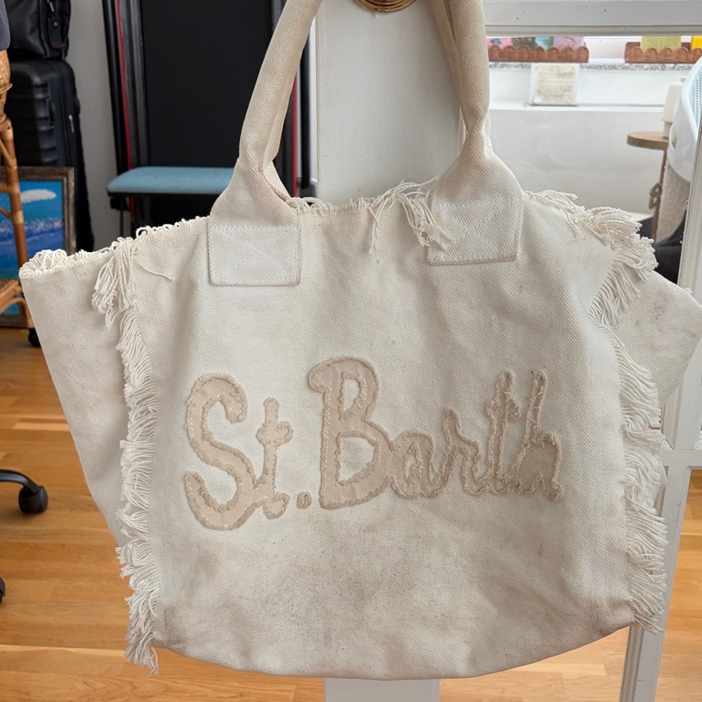 Cream Canvas Fringe Tote - Picture 4 of 4